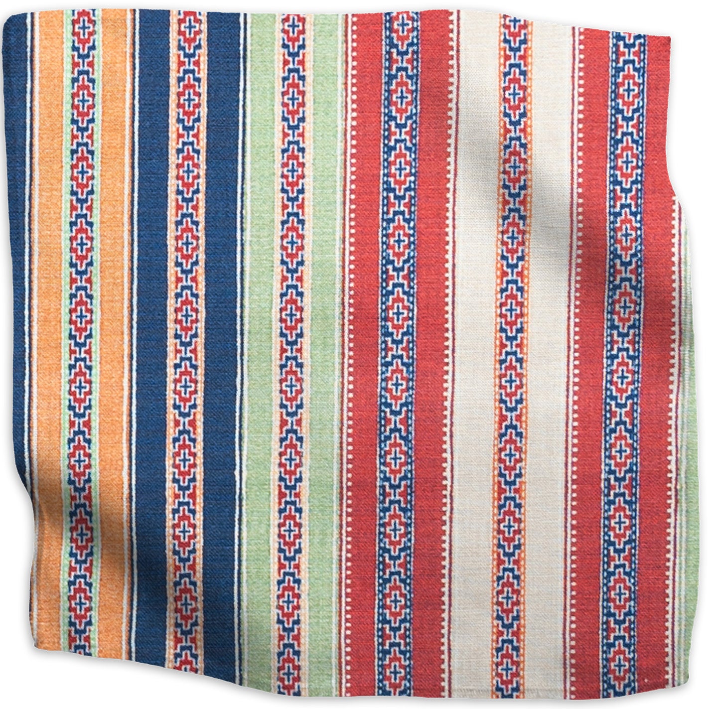 Ottoman Stripe linen - Royal Multi-Color colorway swatch