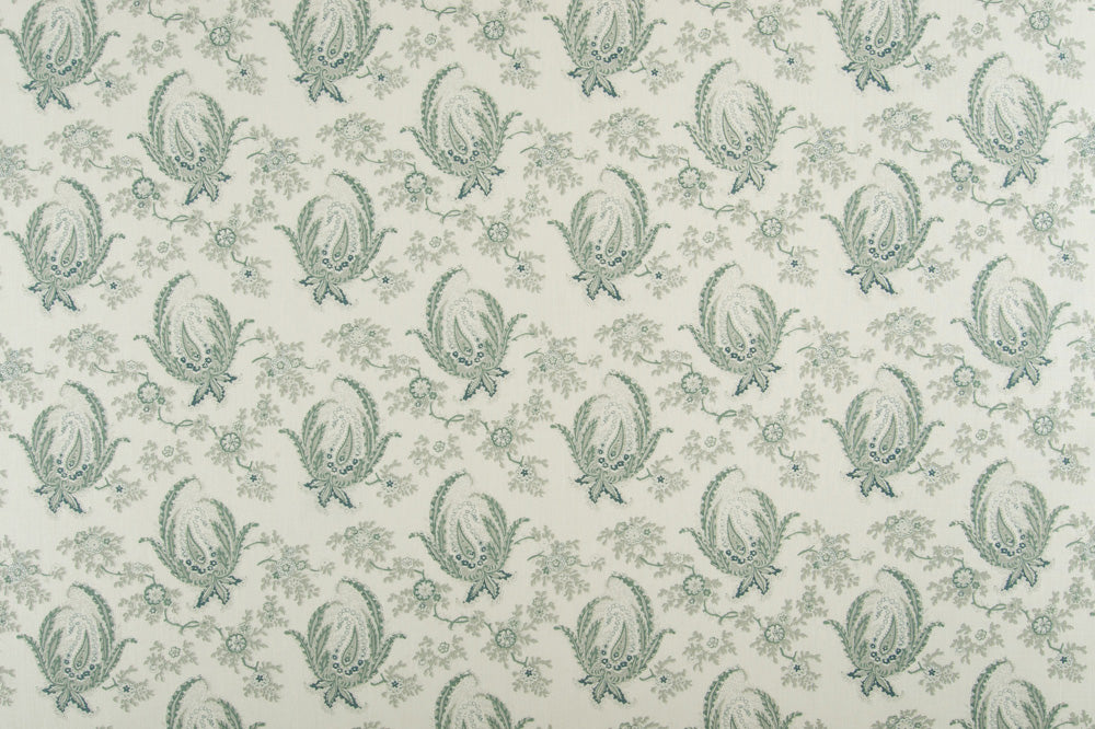 Paisley Stripe linen - Blue colorway repeat
