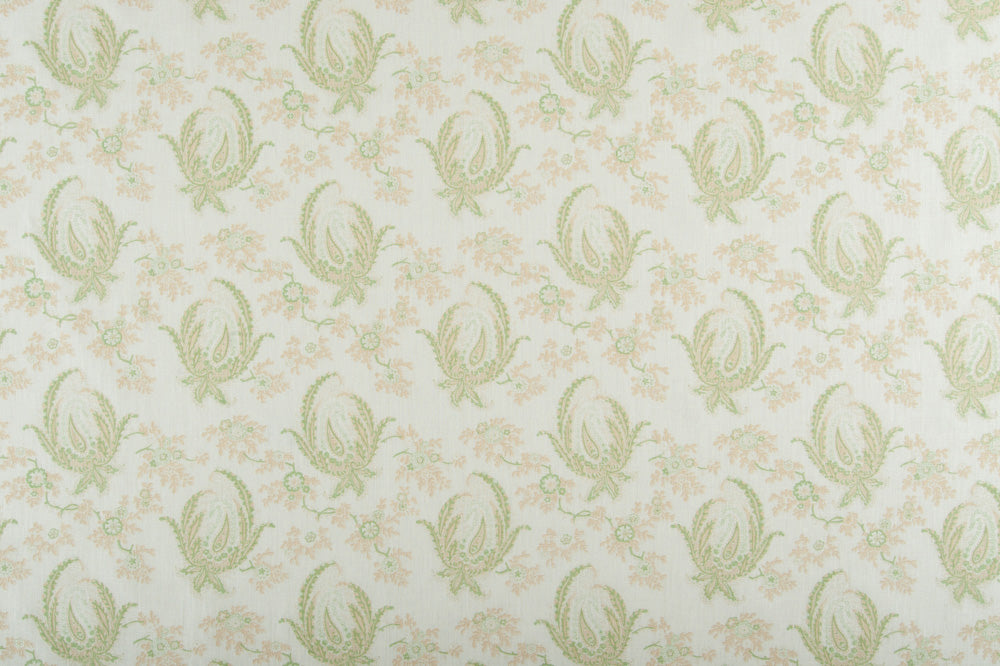 Paisley Stripe linen - Green colorway repeat