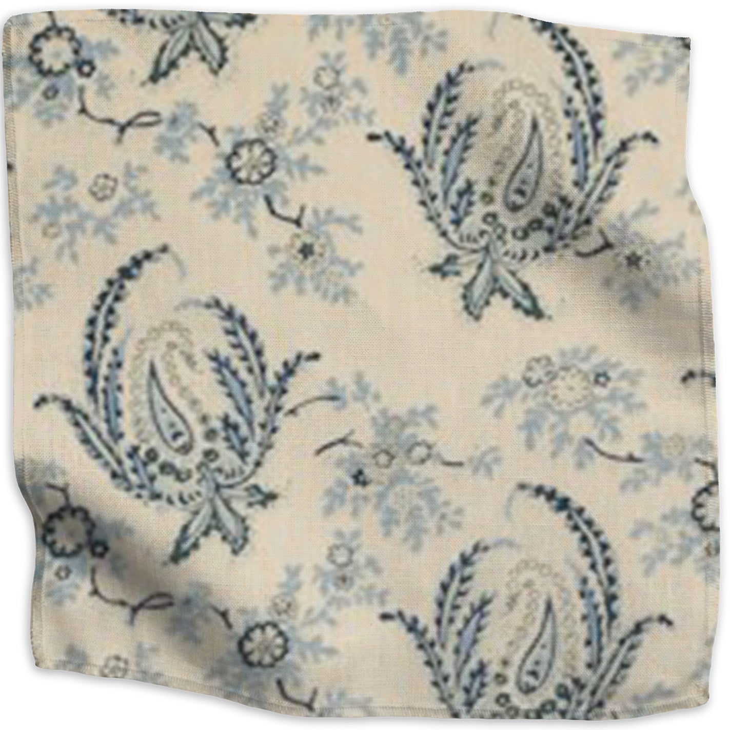 Paisley Stripe linen - Indigo colorway swatch