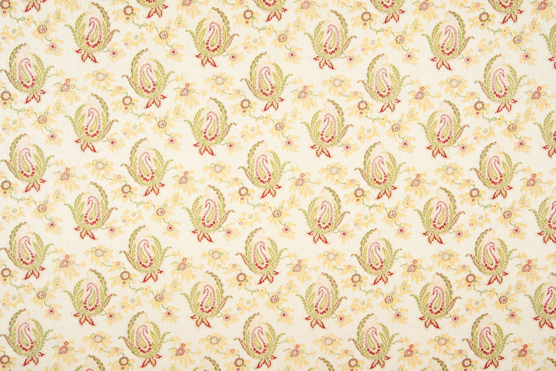 Paisley Stripe linen - Red colorway repeat