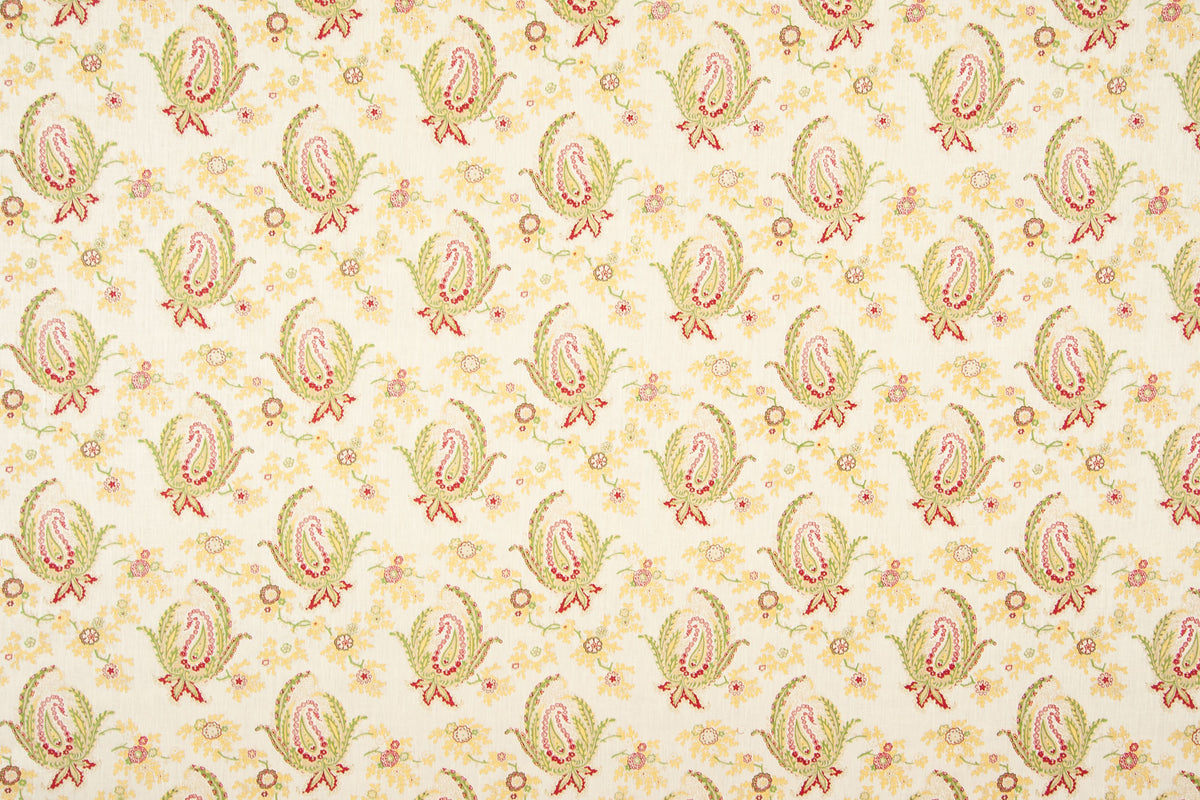 Paisley Stripe linen - Red colorway repeat