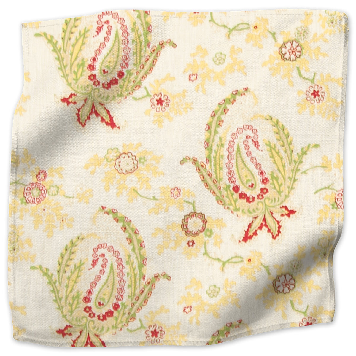 Paisley Stripe linen - Red colorway swatch