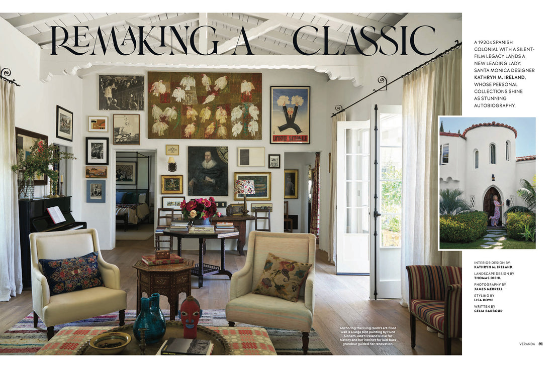 A spread from Veranda magazine featuring Kathryn M. Ireland's Santa Monica home