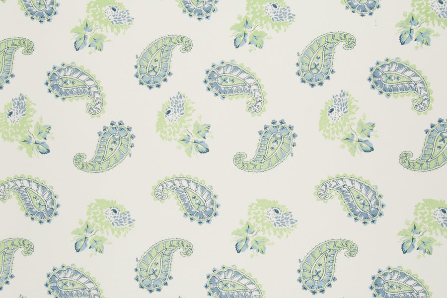Quilt floral wallpaper - Blue/Green colorway repeat