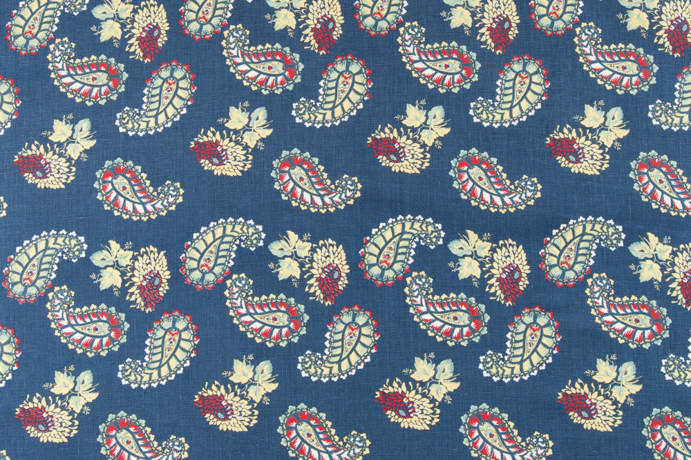 Quilt floral linen - Indigo colorway repeat