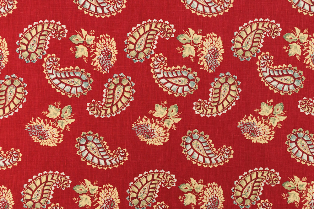 Quilt floral linen - Red colorway repeat