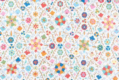 Fiesta on White / Yardage repeat