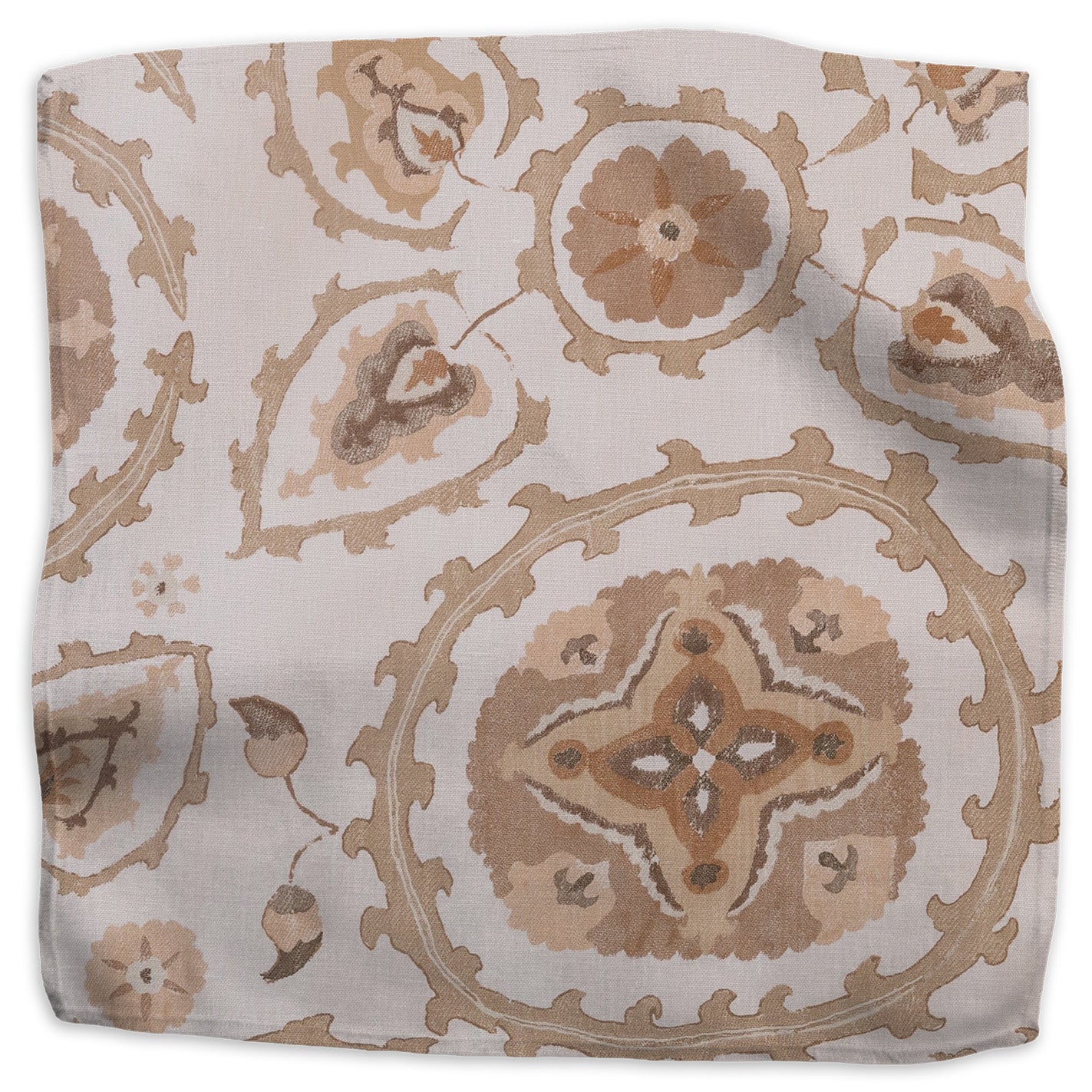 Sultan Suzani floral linen - Natural colorway swatch
