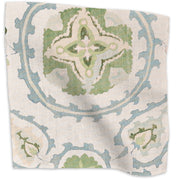 Sultan Suzani floral linen - Sea colorway swatch