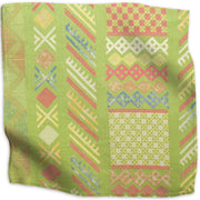 Tangier Multi geometric linen - Margarita Green/Multi-Color colorway swatch