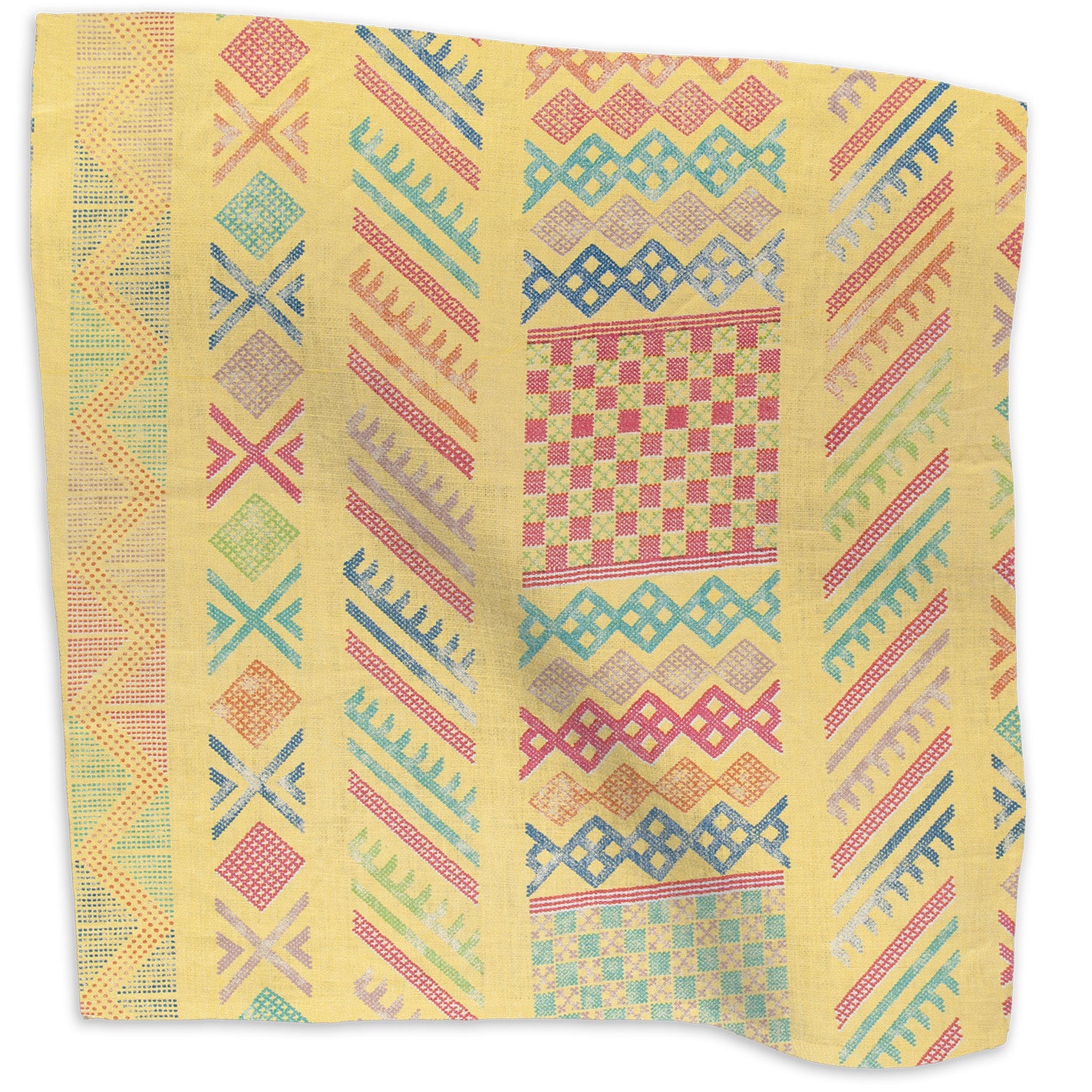 Tangier Multi geometric linen - Sunburst/Multi-Color colorway swatch