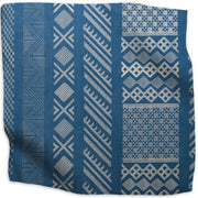 Tangier Natural geometric linen - Brilliant Blue/Natural colorway swatch