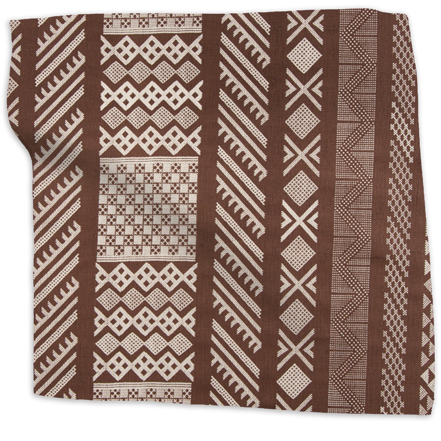Tangier Natural geometric linen - Chocolate Brown/Natural colorway swatch