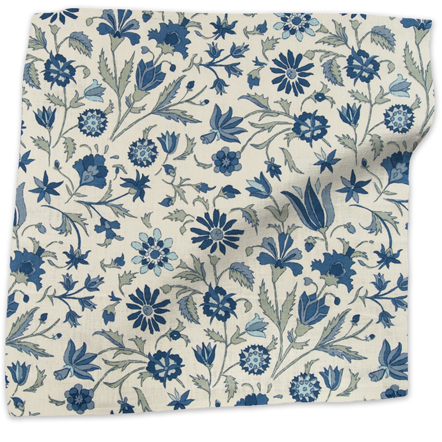 Tatiana floral linen - Nautical colorway swatch