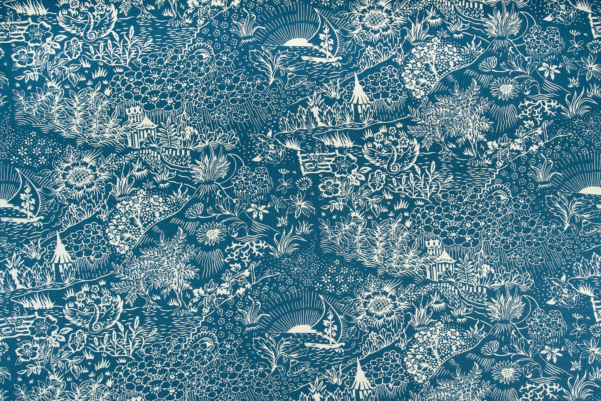 Toile linen - Indigo colorway repeat