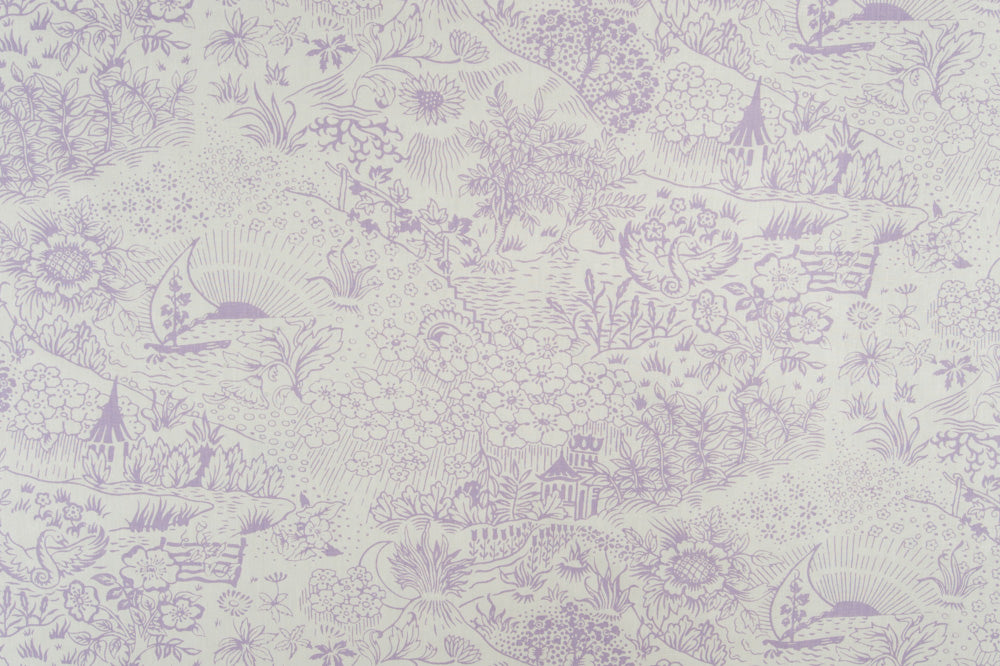 Toile linen - Lavender colorway repeat