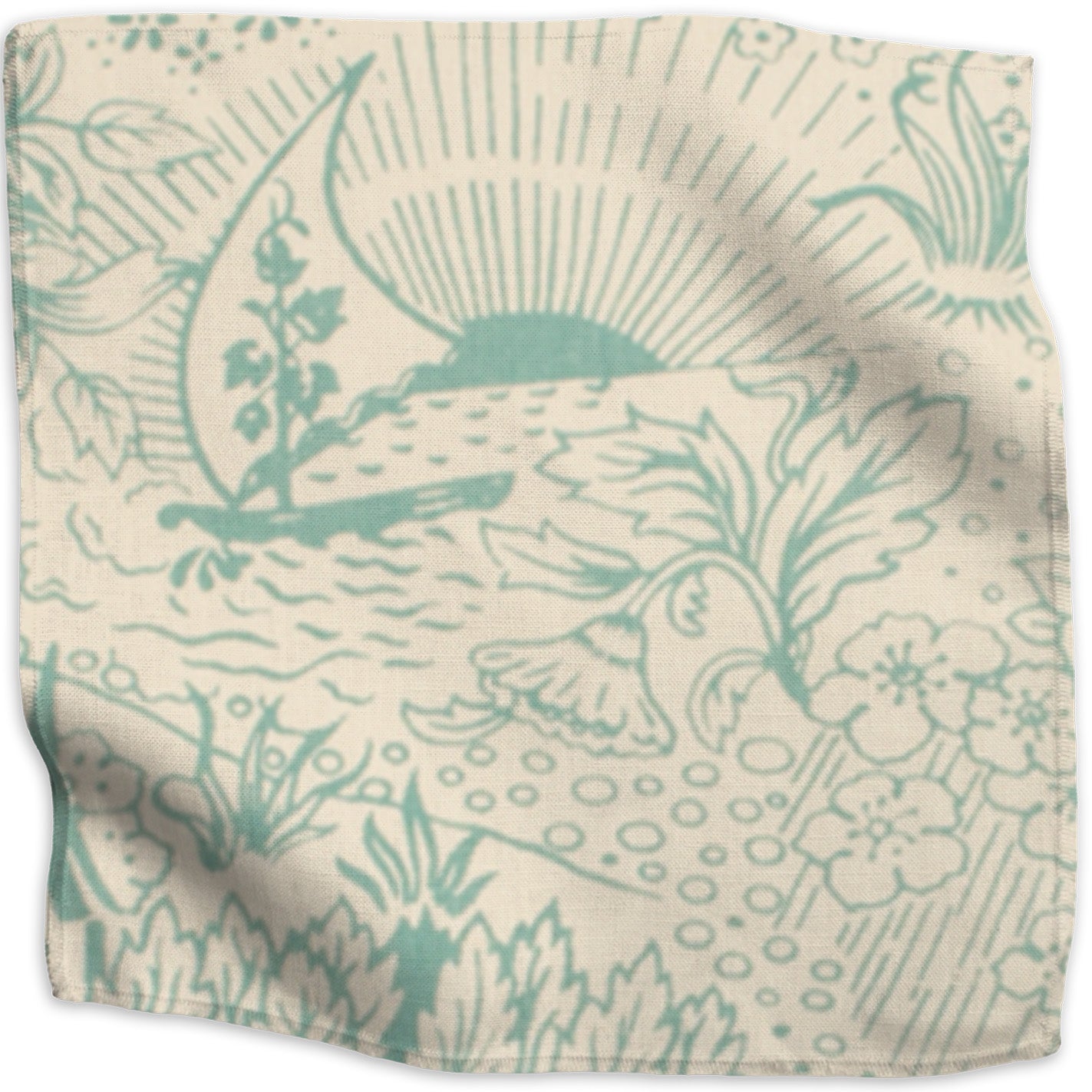 Toile linen - Teal colorway swatch