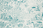 Toile wallpaper - Teal colorway repeat