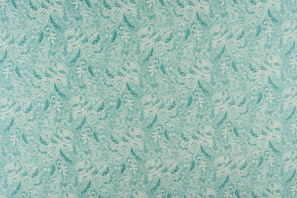 Wildflowers floral linen - Turquoise colorway repeat