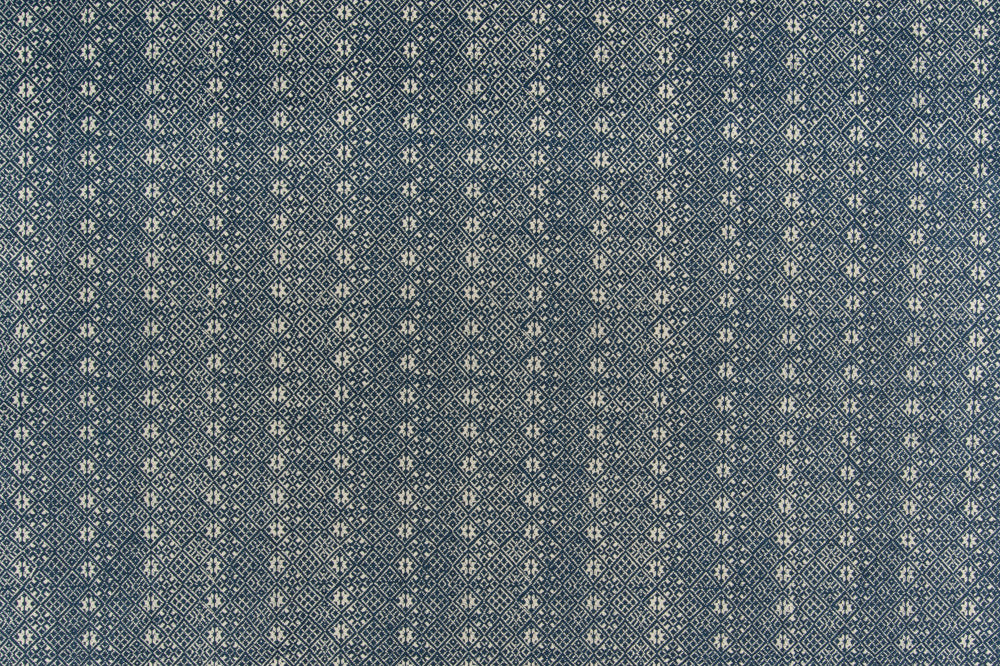 Zazu geometric linen - Reverse Indigo colorway repeat