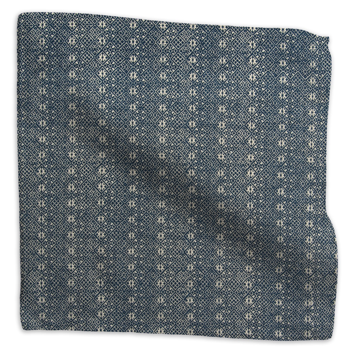 Zazu geometric linen - Reverse Indigo colorway swatch